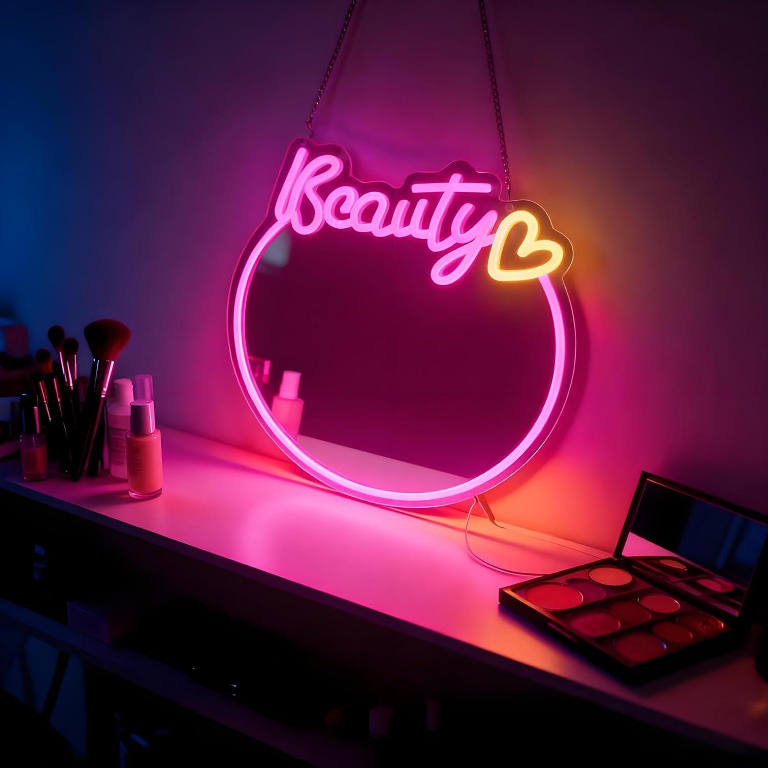 Beauty Mirror Neon Sign USB Di - огляд і ціна Beauty No Makeup