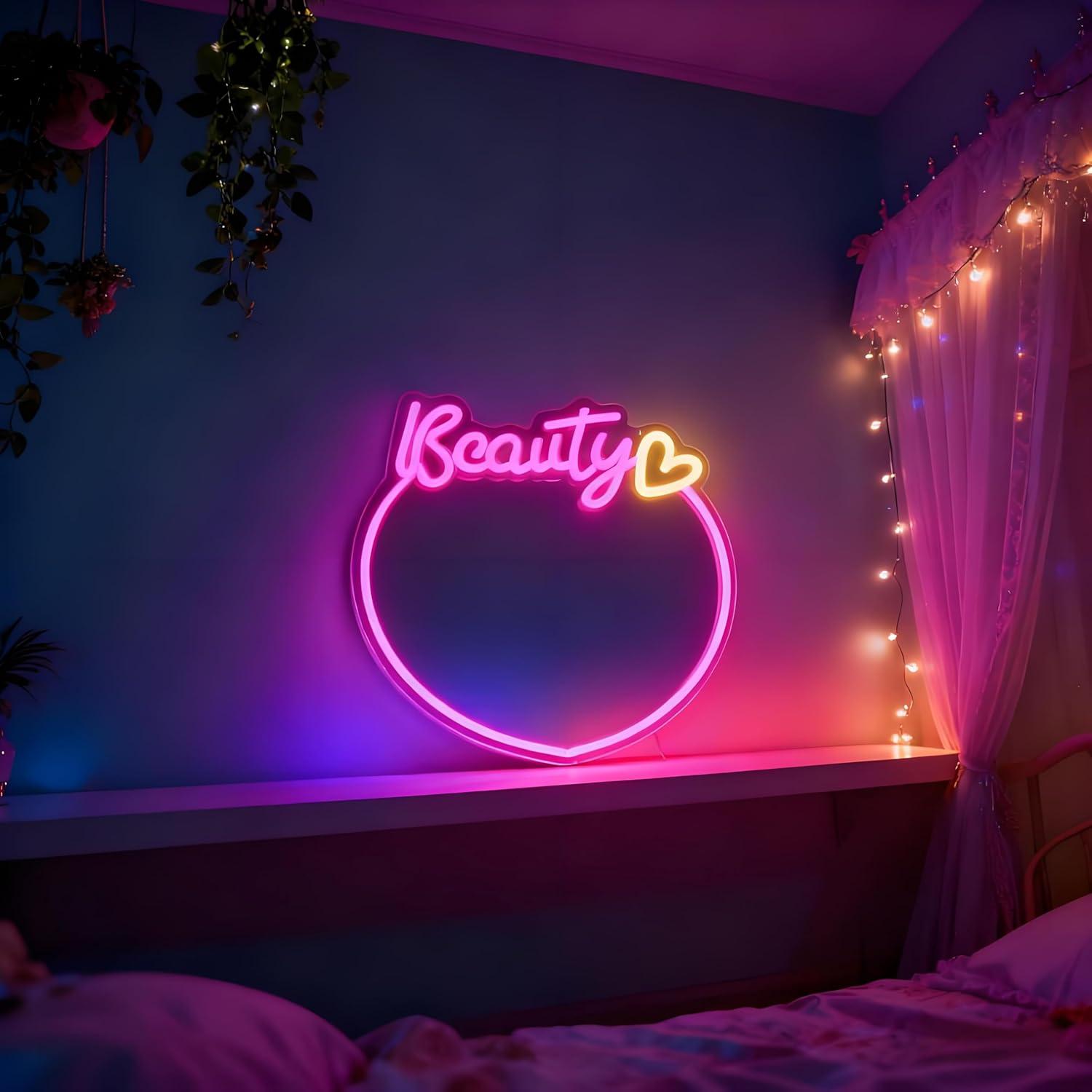 Beauty Mirror Neon Sign USB Di - огляд і ціна Beauty No Makeup