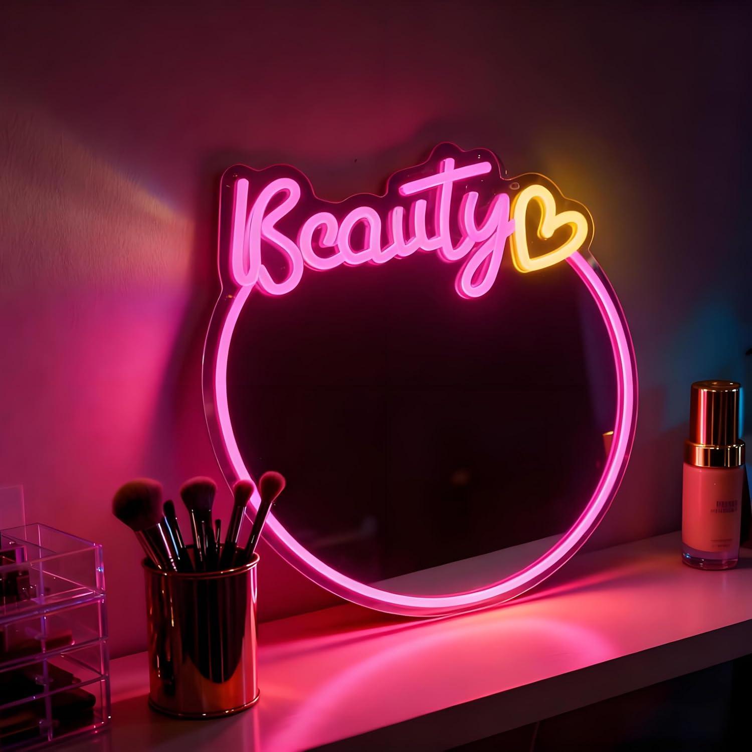 Beauty Mirror Neon Sign USB Di - огляд і ціна Beauty No Makeup