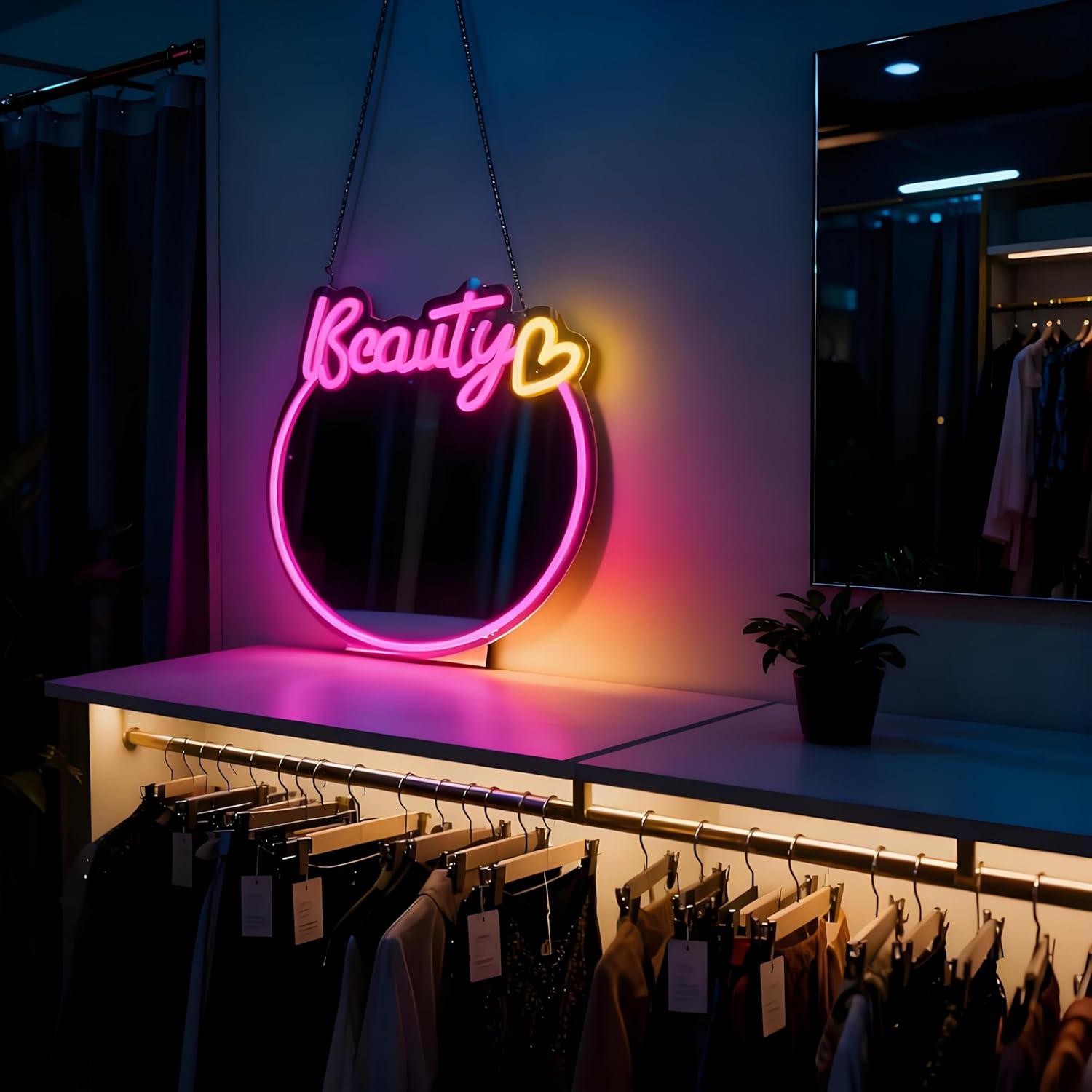 Beauty Mirror Neon Sign USB Di - огляд і ціна Beauty No Makeup