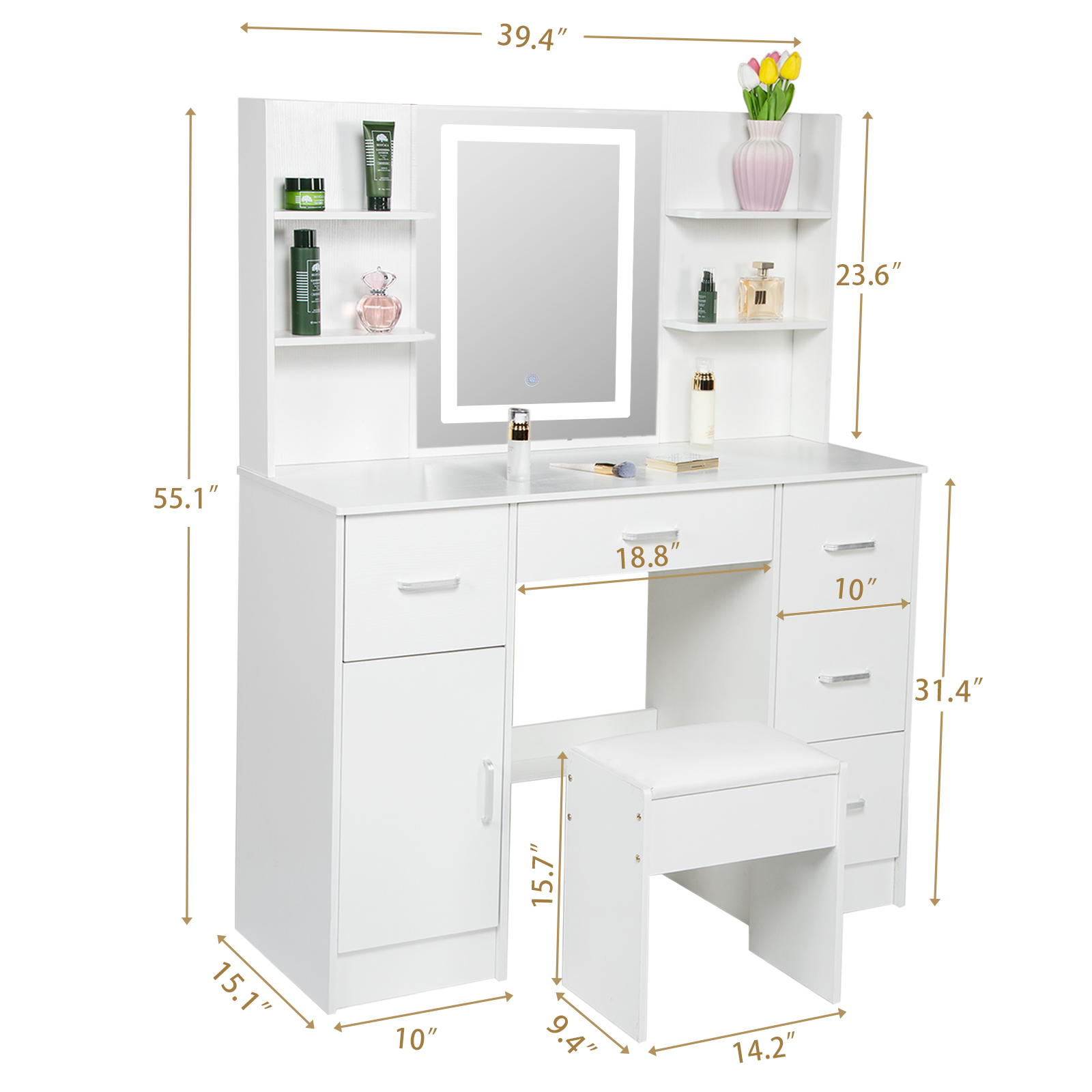 LED Lighted Vanity Table Set,  - огляд і ціна Beauty Makeup Vanity Set